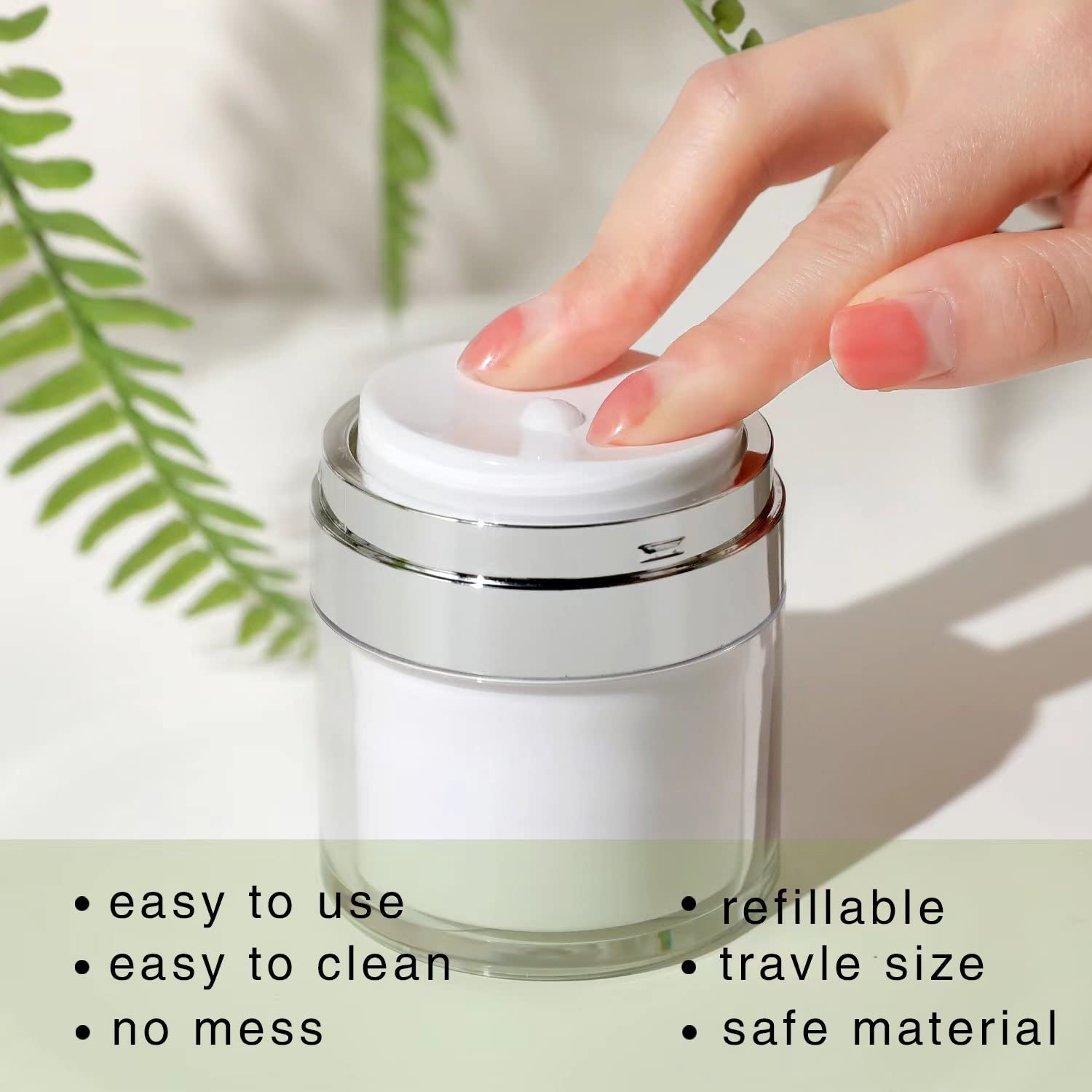 4 Pack 2Size Airless Pump Jars,Vacuum Cosmetic Travel Containers For Lotions And Creams, Refillable Airless Travel Jars Empty Ac